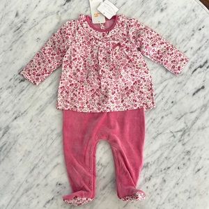 New Baby Infant Mayoral Velour Shirt Footie